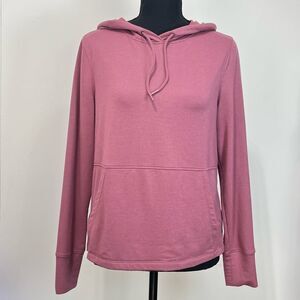 Avia Hooded Long Sleeve Activewear Top Size Medium Mauve Pink